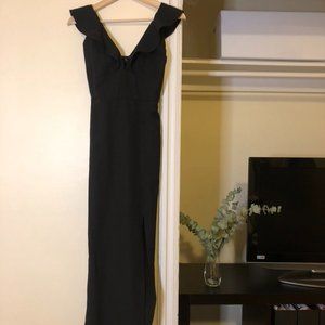 Soiéblu Black Floor Length Dress with slit - Size Small Petite